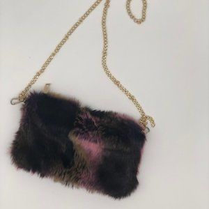 Black Ombre Faux Fur Purse